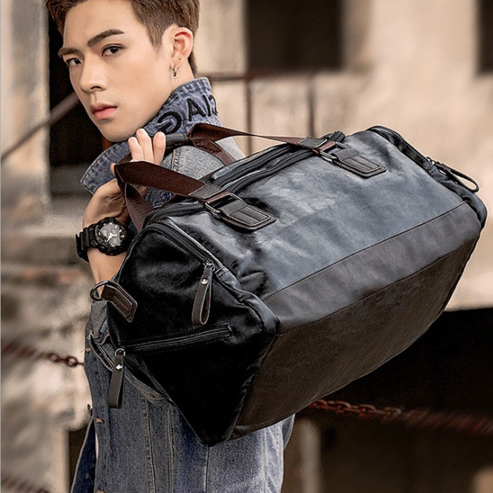 Men Quality Leather Travel Bags Carry on Luggage Bag Men Duffel Bags Handbag Casual Traveling Tote Large Weekend Bag Hot XA631ZC