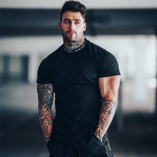 Men Fashion Casual t shirt Gyms Fitness Bodybuilding T-shirts Male Cotton Slim Tees Tops Summer Crossfit Brand mens Clothing