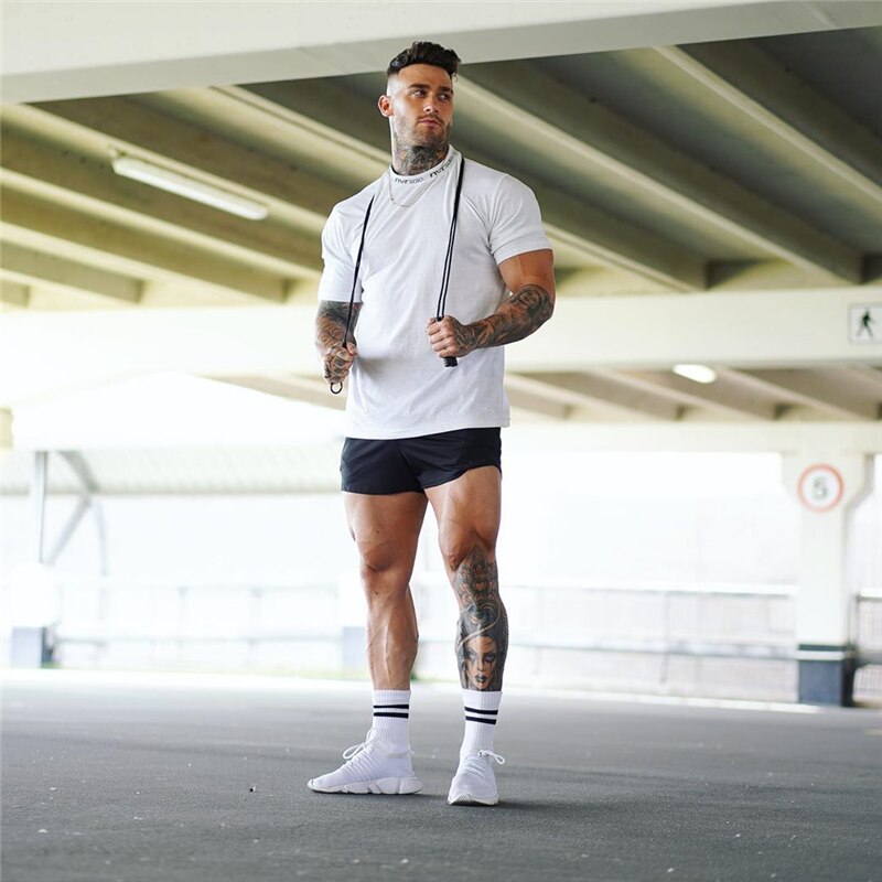 Men Fashion Casual t shirt Gyms Fitness Bodybuilding T-shirts Male Cotton Slim Tees Tops Summer Crossfit Brand mens Clothing