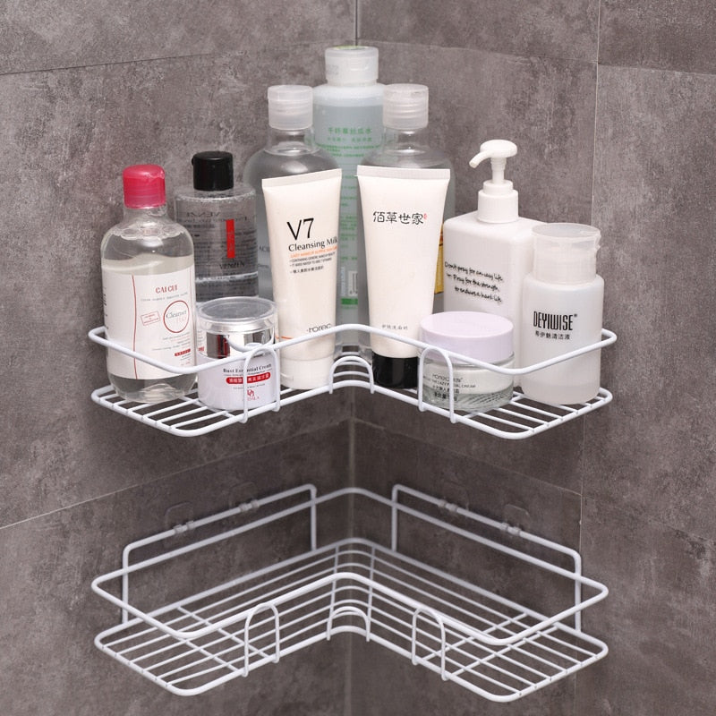 Bathroom Corner Shelf Rack Shampoo Holder Wall Mounted Kitchen Racks Metal Shower Shelf Organizer Bathroom Corner Storage Rack