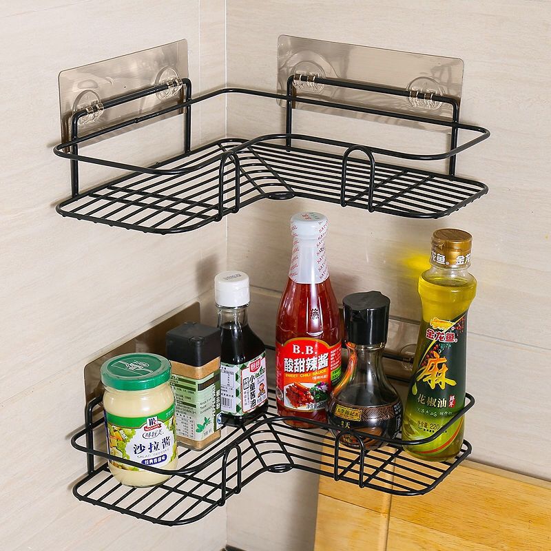 Bathroom Corner Shelf Rack Shampoo Holder Wall Mounted Kitchen Racks Metal Shower Shelf Organizer Bathroom Corner Storage Rack