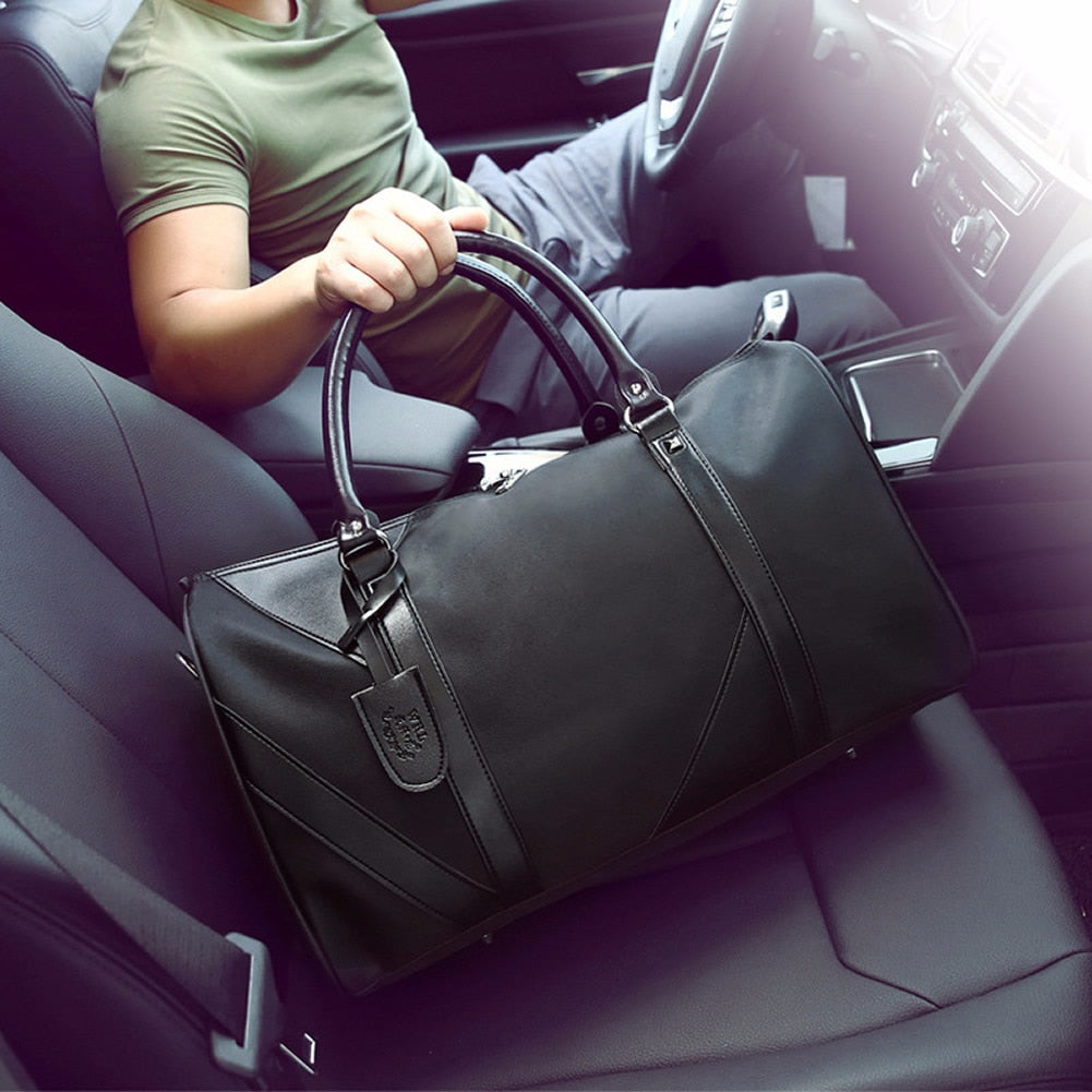 Original GNWXY Men Business Travel Bag Solid Black Color Handbag Fitness Storage Bag Male Female Overnight Luggage Shoulder Bag