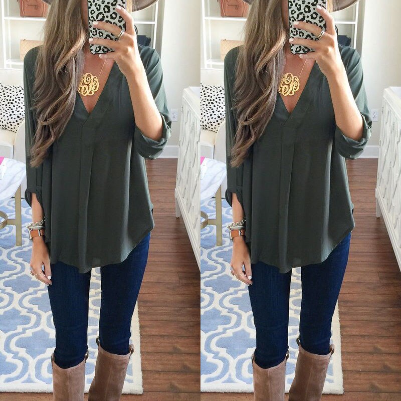 Loose Maternity Clothes Long Sleeve V-Neck Blouse Shirt Pullover Top Summer Casual Chiffon Women Solid Blouses Shirts Plus Size