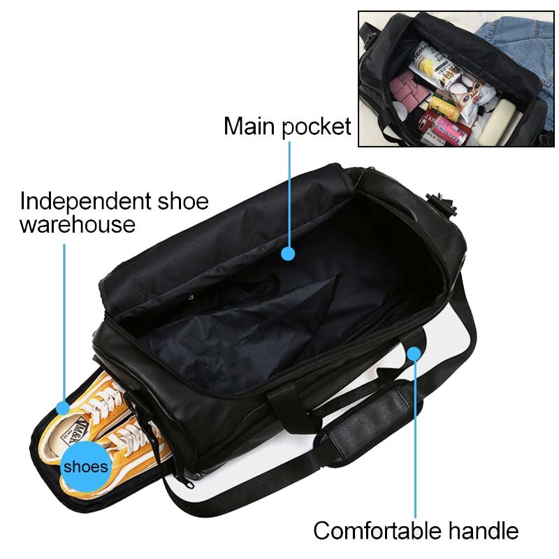 Men Leather Travel Bags Training Large Duffle Independent Shoes Pocket Casual Tote Bag Luggage Overnight Week Handbags XA111ZC