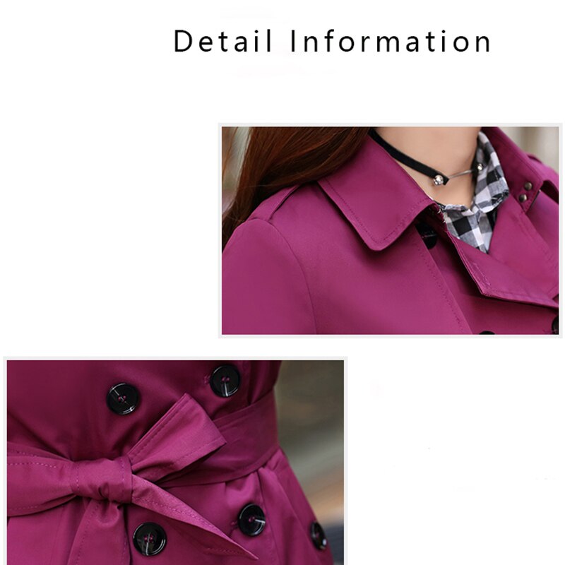 Spring Trench Coat for Women 2022 Turn-down Collar Slim Fit Double Breasted Female Long Black Overcoat Autumn Women's Clothing