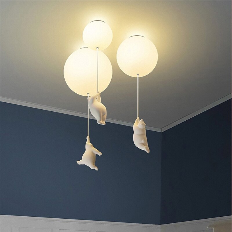 Nordic Desgin Bear Ceiling Lamp Combinations Bear Celing Lights Children's Lights Boys and Girls Bedroom Lamps