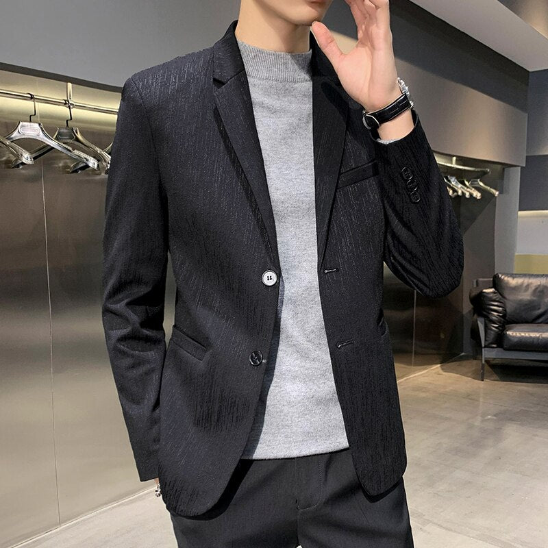 2022 Men's Blazer Fashion Spring Summer Clothing Male Suit Jacket Gradient Color Casual Slim Fit Fancy Party Singer Blazzer Coat