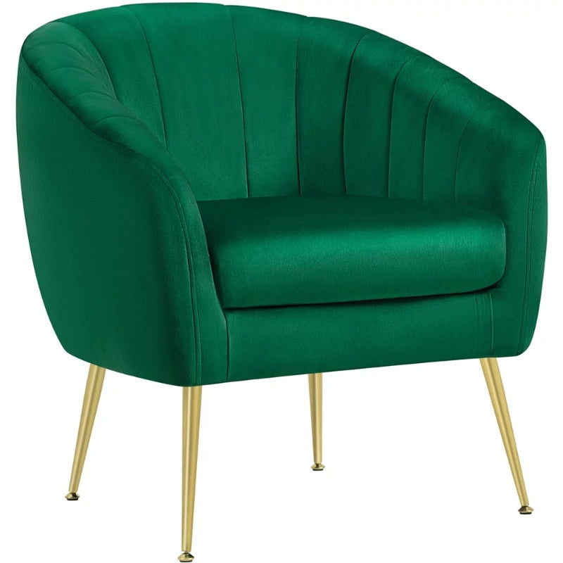 Alden Design Barrel Accent Chair with Gold Metal Legs, Green