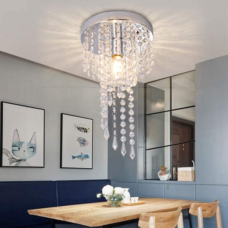 Crystal LED Fixture Light Modern Luxurious Ceiling Lamp Nordic Lustre Bedroom Living Room Dining Restaruant Home Decor E14 Bulb