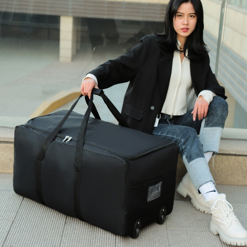 Unisex Universal Wheel Travel Bag Large Capacity Duffle Durable Oxford Simple Multifunction Handbag Luggage Suitcase duffle bag