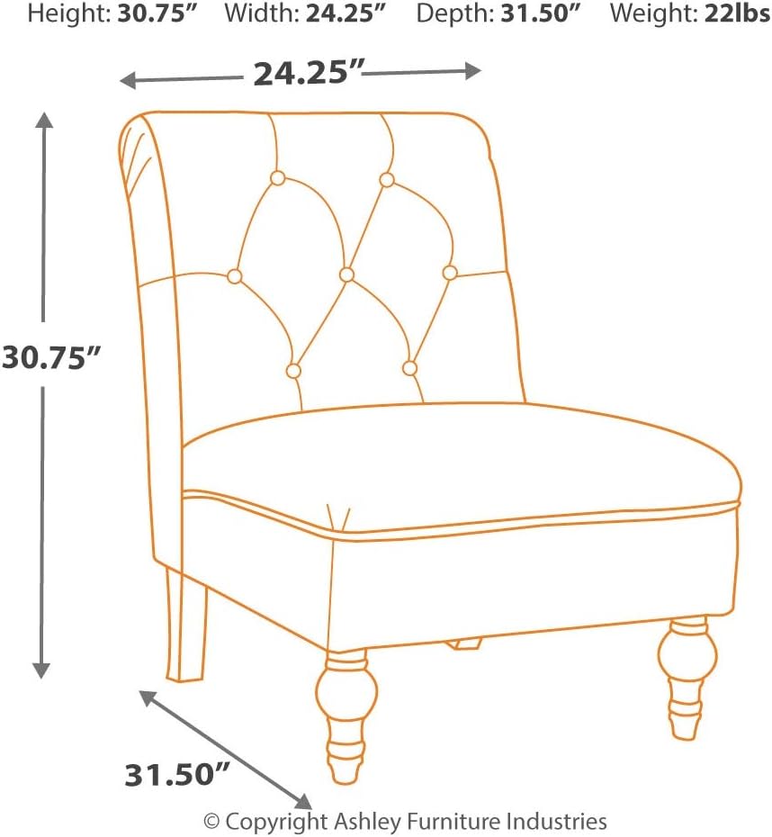 16.38" Tufted Armless Accent Chair, Beige