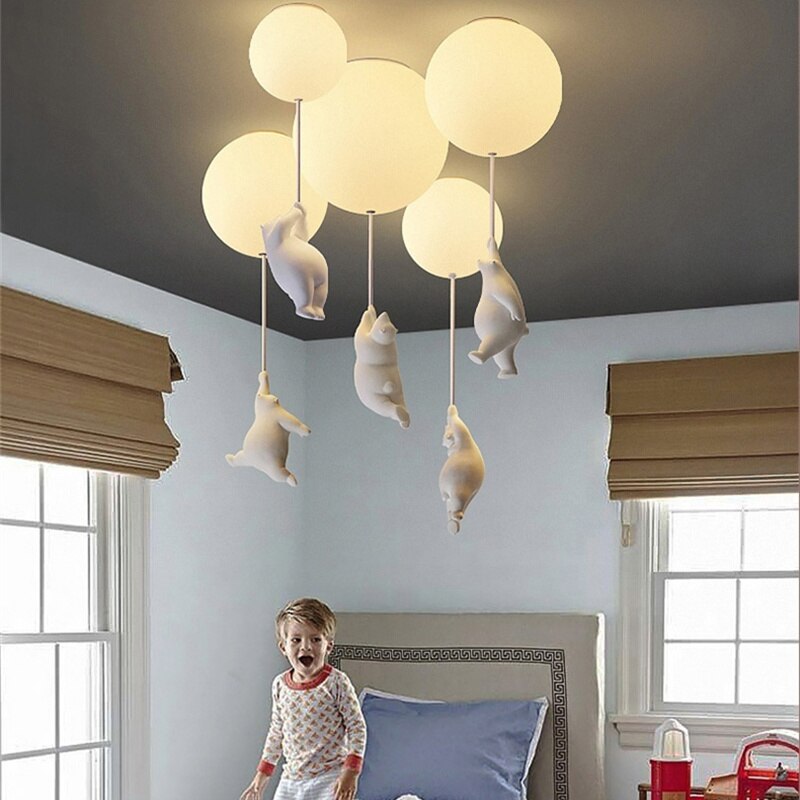 Nordic Desgin Bear Ceiling Lamp Combinations Bear Celing Lights Children's Lights Boys and Girls Bedroom Lamps