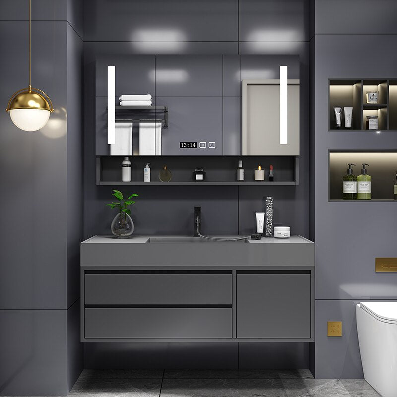 Large Matte Black Wall-mounted Bathroom Cabinet 36 Inches Unique Standing American Bathroom Vanity Set