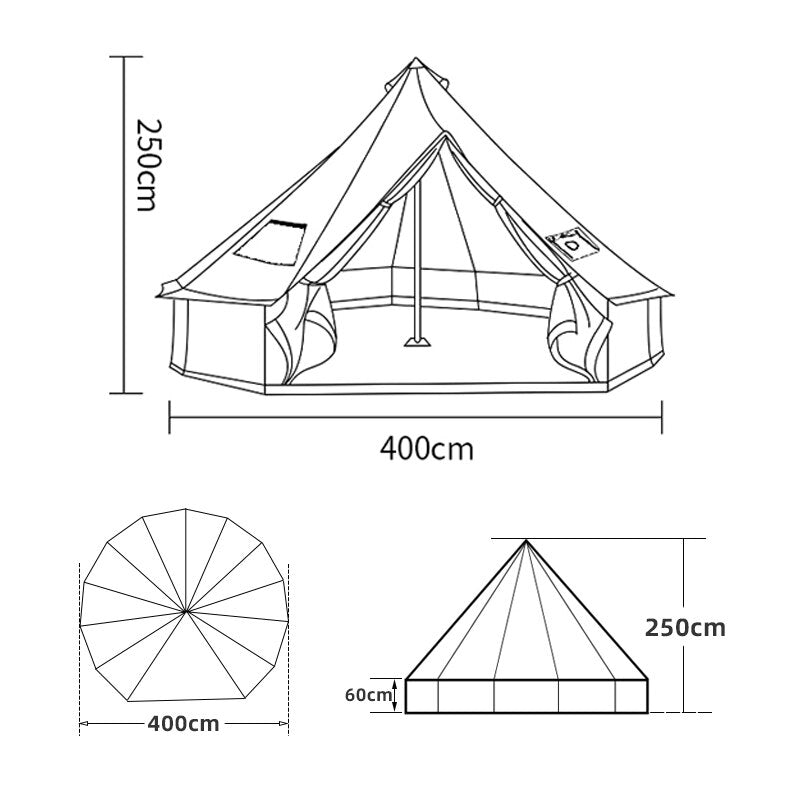 6-10Persons Family Travel Hiking Outdoor Camping Glaming Luxury Mongolia Yurt Antistorm Castle Tent Silver Coated UV Function