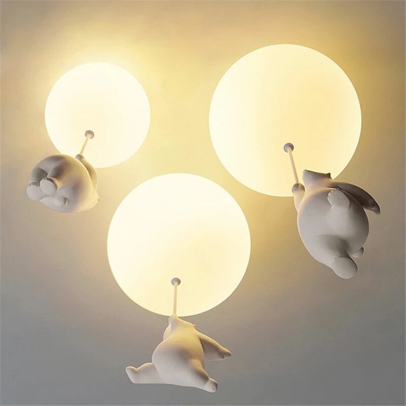 Nordic Desgin Bear Ceiling Lamp Combinations Bear Celing Lights Children's Lights Boys and Girls Bedroom Lamps