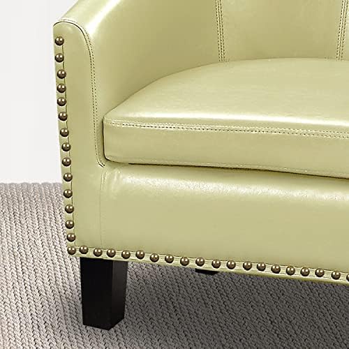 Club Style Barrel Armchair For Living Room Faux Leather Accent Chair, grey