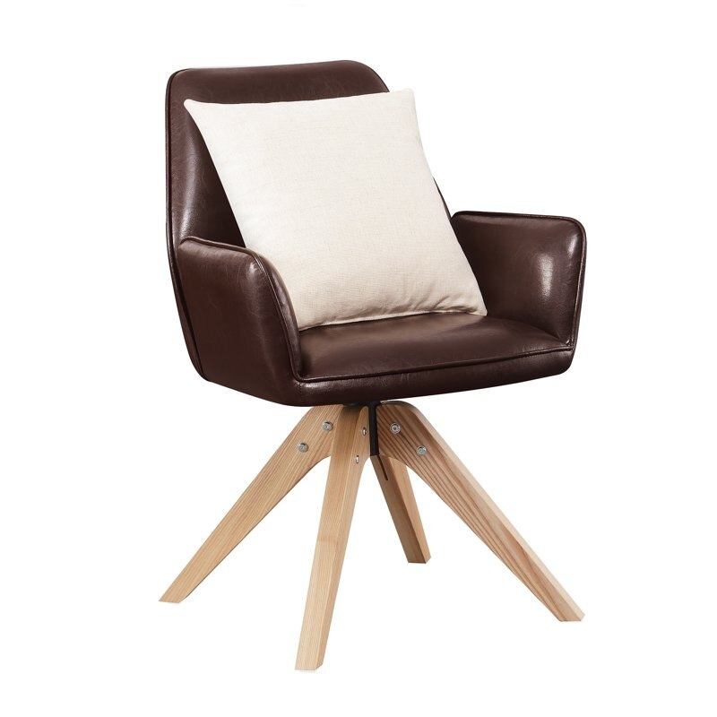 Convenience Concepts Take a Seat Miranda Swivel Accent Chair, Espresso Faux Leather/Natural