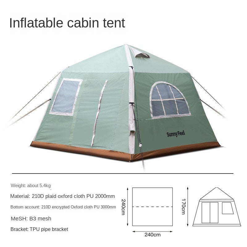 Inflatable Camping Campaign House Roof Waterproof Inflation Luxury Family Party Tent 4-5 People Quick Build 4-season Tent