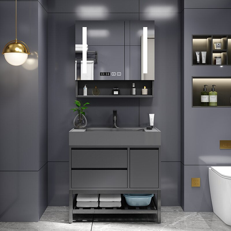 Large Matte Black Wall-mounted Bathroom Cabinet 36 Inches Unique Standing American Bathroom Vanity Set