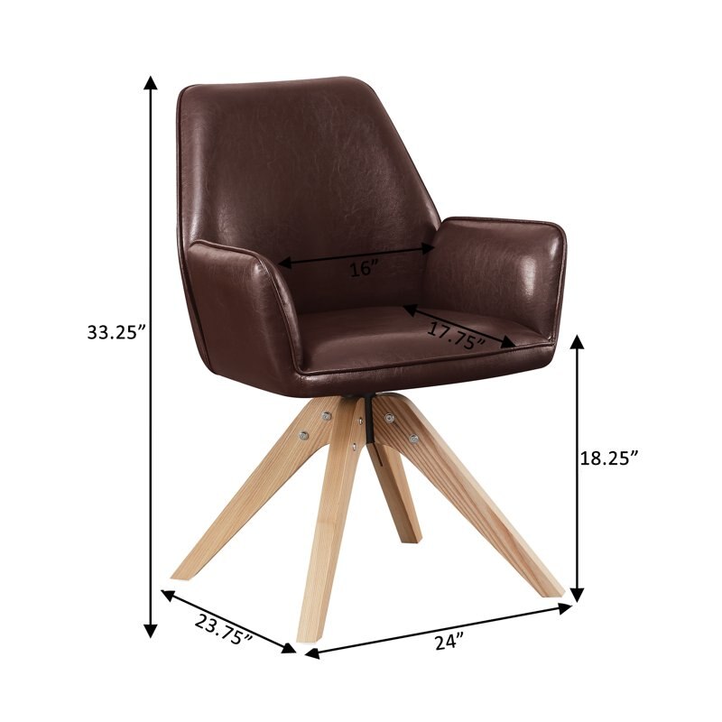 Convenience Concepts Take a Seat Miranda Swivel Accent Chair, Espresso Faux Leather/Natural