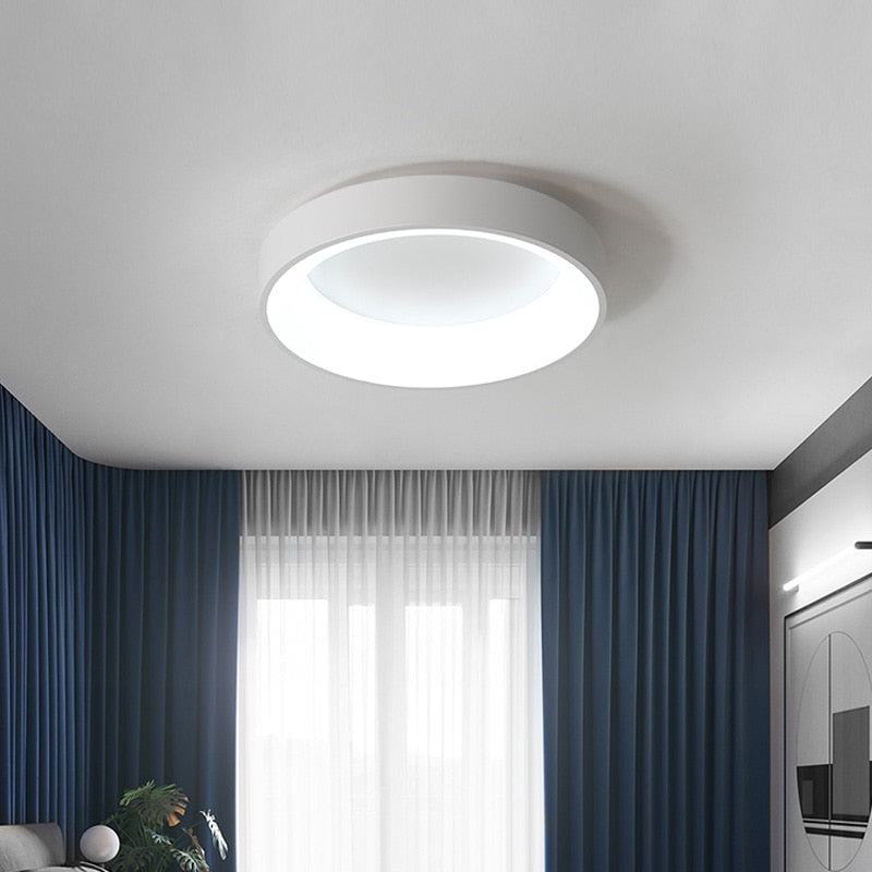 Modern LED Ceiling Light Fixtures Bedroom Round Living Lamp with Remote Control Study Office Decoration Black Circle Lighting