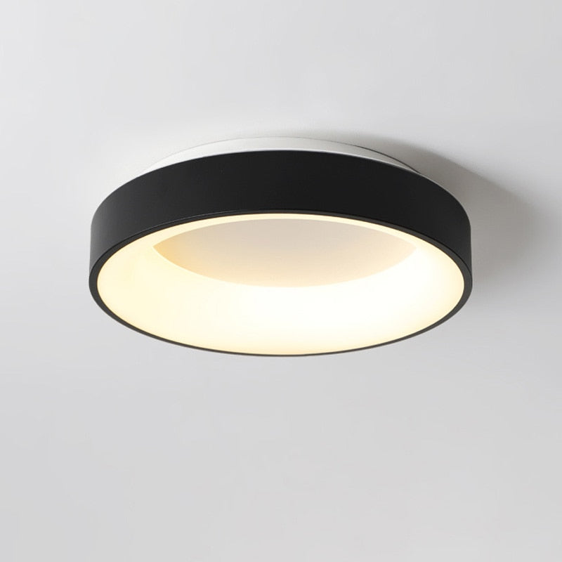 Modern LED Ceiling Light Fixtures Bedroom Round Living Lamp with Remote Control Study Office Decoration Black Circle Lighting