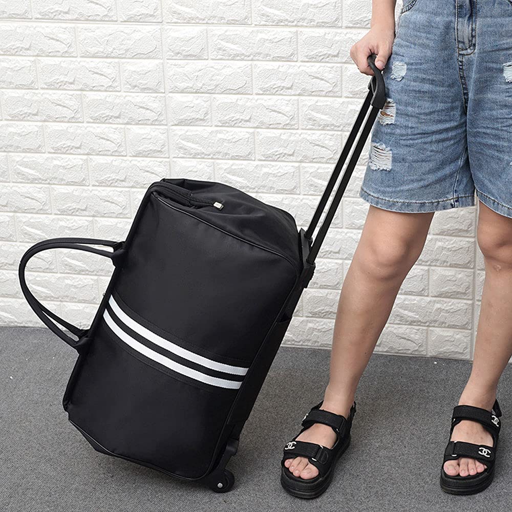 Travel Trolley Bag Men Wheel Rolling Suitcase Lightweight Large Capacity Travel Folding Duffle Bag Weekend Trolley Boarding Bag