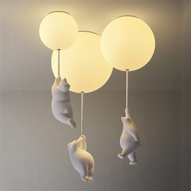 Nordic Desgin Bear Ceiling Lamp Combinations Bear Celing Lights Children's Lights Boys and Girls Bedroom Lamps