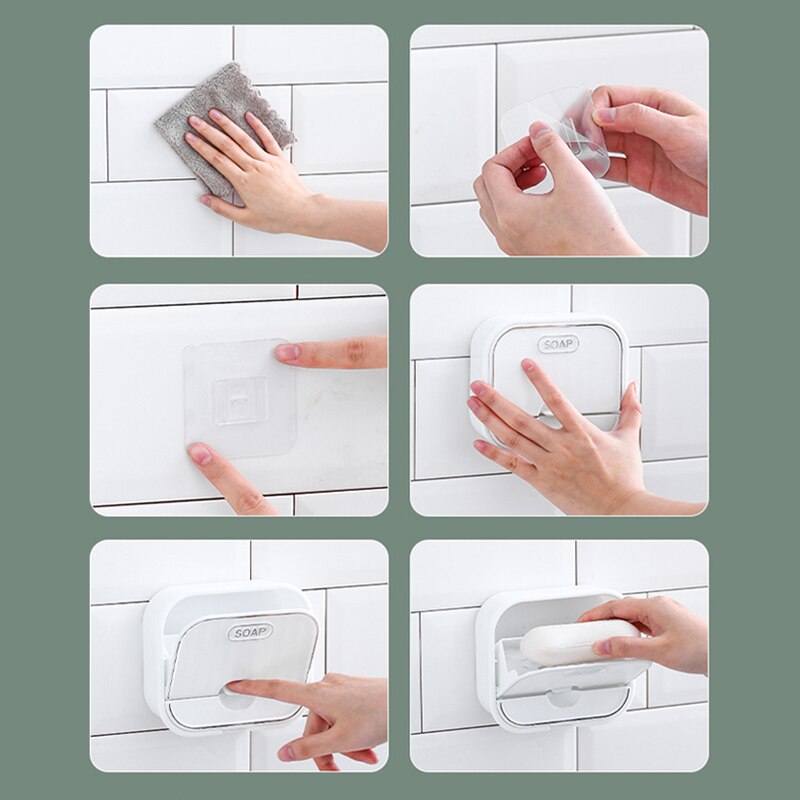 Wall-mounted Drain Soap Box Creative Flip-top Type Soap Boxes Multifunctional Drawer Soap Dish Rack Bathroom Accessories 2023