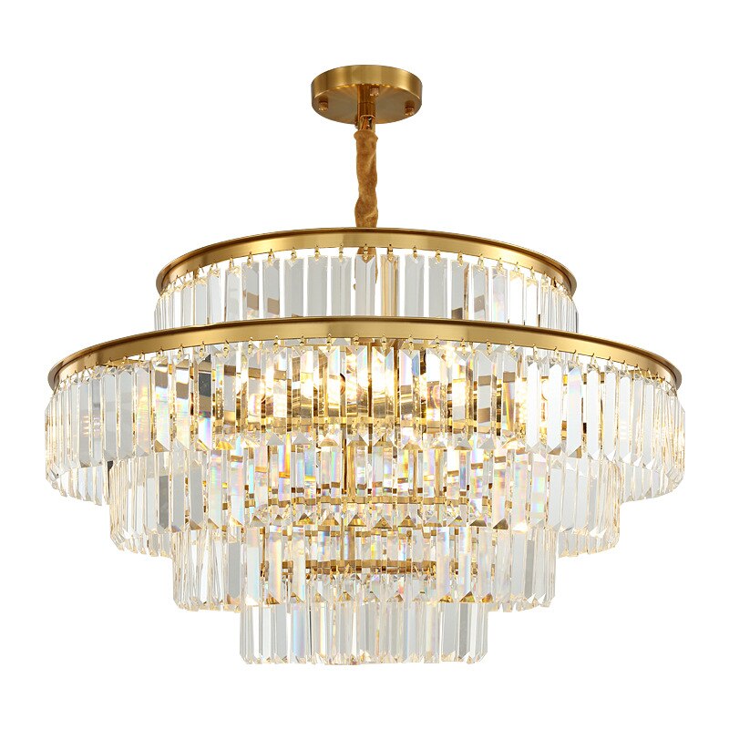 Golden RoundLED Crystal Chandelier Lighting Modern Pendan Lamp for Living Dining Bedroom Celing Lamps Home Decor Hanging Light