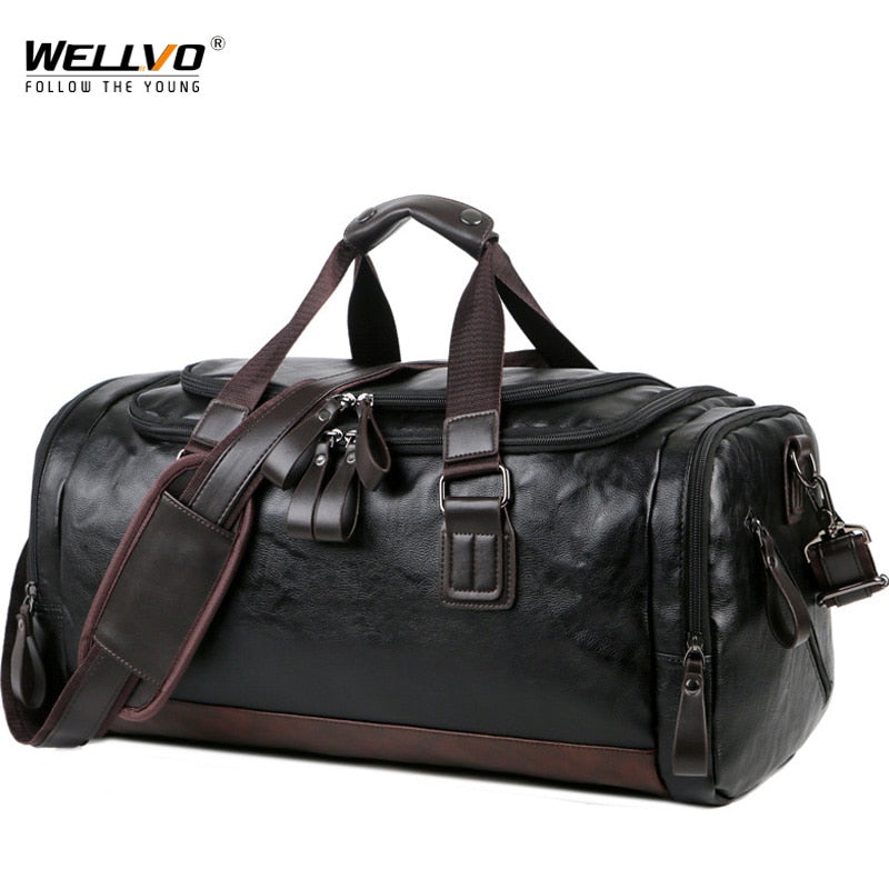 Men Quality Leather Travel Bags Carry on Luggage Bag Men Duffel Bags Handbag Casual Traveling Tote Large Weekend Bag Hot XA631ZC