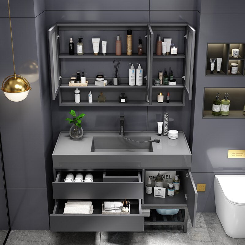 Large Matte Black Wall-mounted Bathroom Cabinet 36 Inches Unique Standing American Bathroom Vanity Set