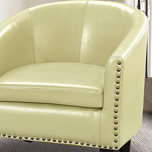 Club Style Barrel Armchair For Living Room Faux Leather Accent Chair, grey