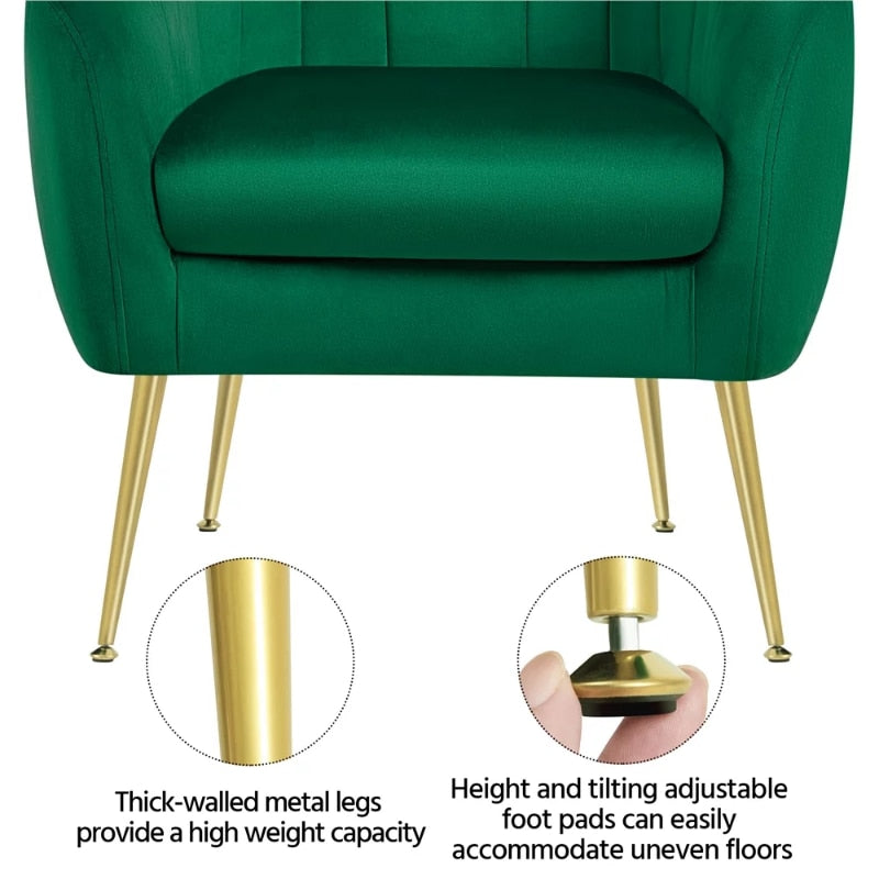 Alden Design Barrel Accent Chair with Gold Metal Legs, Green