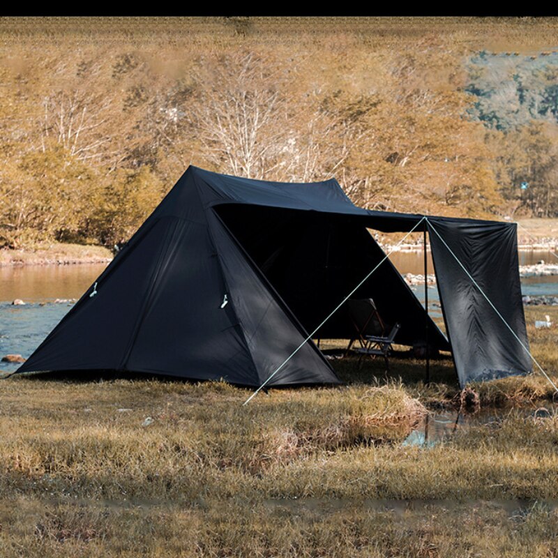 5-8 Person Black Polyester Luxury Tent Self-Driving Tents Outdoor Picnic Wilderness Camping Shelter Tent