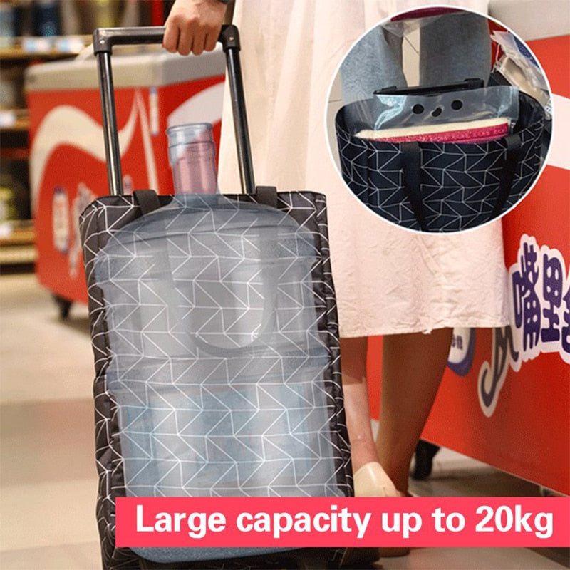 Folding Shopping Bag Women's Big Pull Cart Shopping Bags For Organizer Portable Buy Vegetables Trolley Bags On Wheels The Market