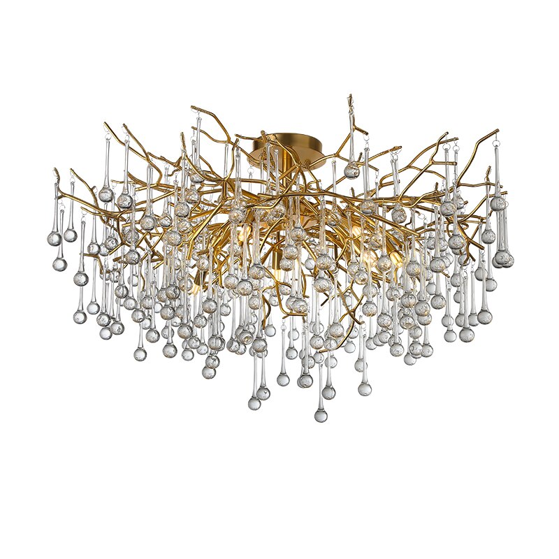 Nordic Gold Ceiling Chandelier Led Lighting For Room Large Ceiling Light Fixtures Living Room Hotel Hall Art Decor Crystal Lamp