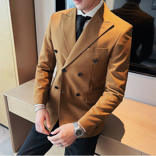 2023 Top Quality Clothing Men Double Breasted Suit/Male Spring Slim Fit Fashion Casual Dress Blazers Men's Fancy Tuxedo S-3XL