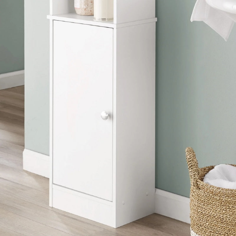 White Bathroom Storage Linen Tower with Open and Concealed Shelves, Mainstaysbathroom organizer bathroom shelves