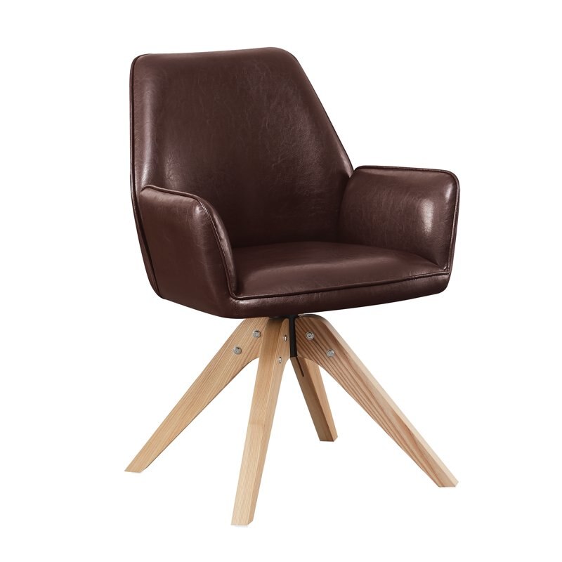 Convenience Concepts Take a Seat Miranda Swivel Accent Chair, Espresso Faux Leather/Natural